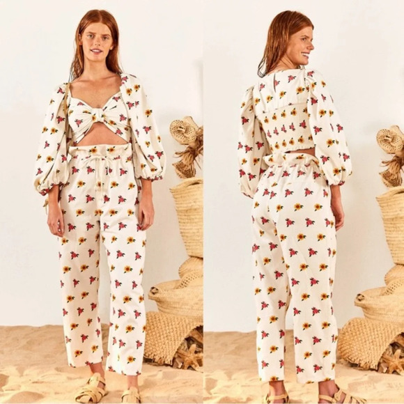 FARM Rio Mixed Cross Stitch Flowers Embroidered Pants - Picture 7 of 7